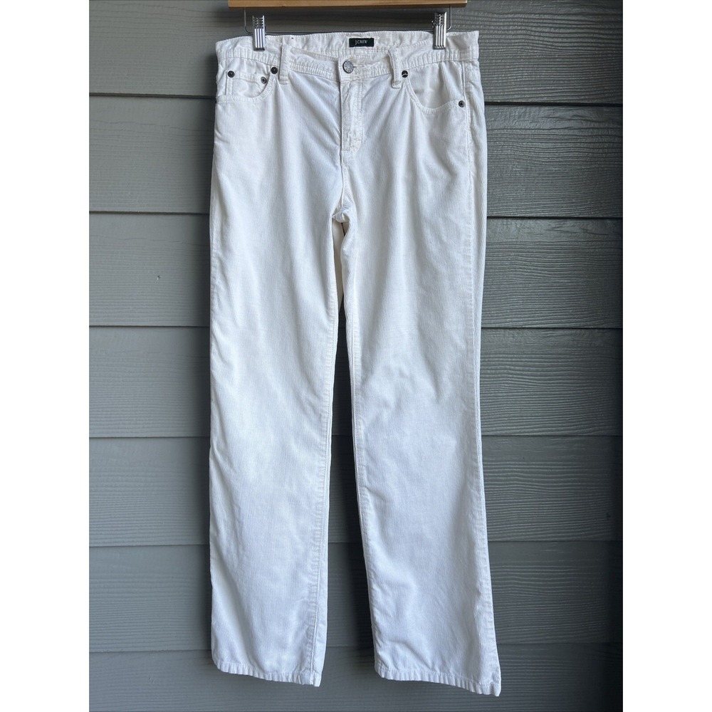 Vintage J Crew Corduroy Pants Womens 4 Short Bootcut Ivory Flare Preppy Cotton